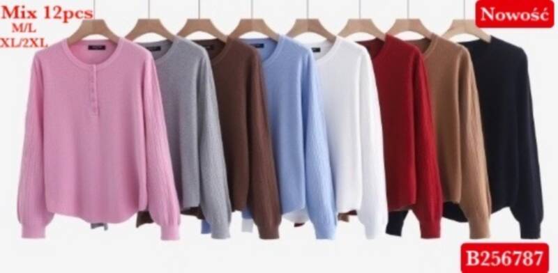 Bluzki damskie Roz M/L-XL-2XL, Mix Kolor .Paczka 12 szt.