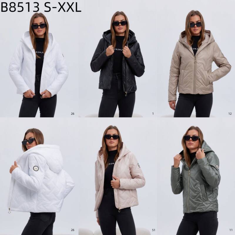 Kurtki damskie zimowe Roz S-2XL, 1 Kolor Paczka 5 szt