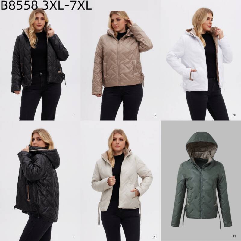Kurtki damskie zimowe Roz 3XL-7XL, 1 Kolor Paczka 5 szt