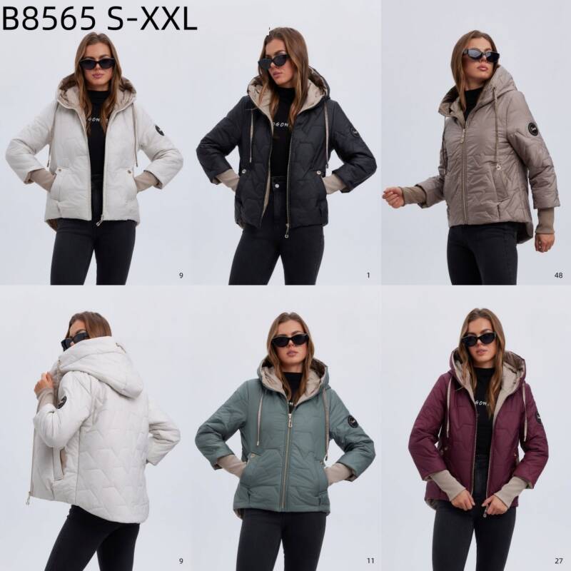 Kurtki damskie zimowe Roz S-2XL, 1 Kolor Paczka 5 szt