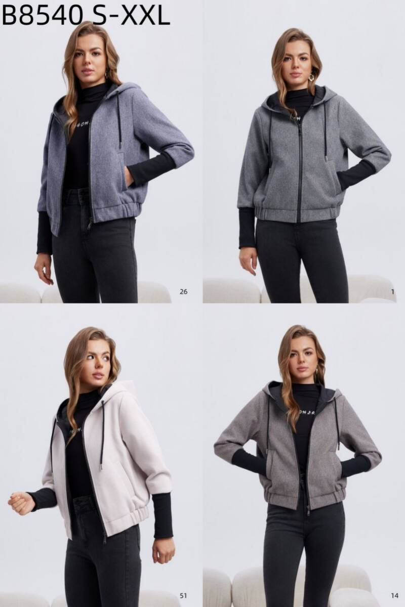 Kurtki damskie cienki Roz S-2XL, 1 Kolor Paczka 5 szt
