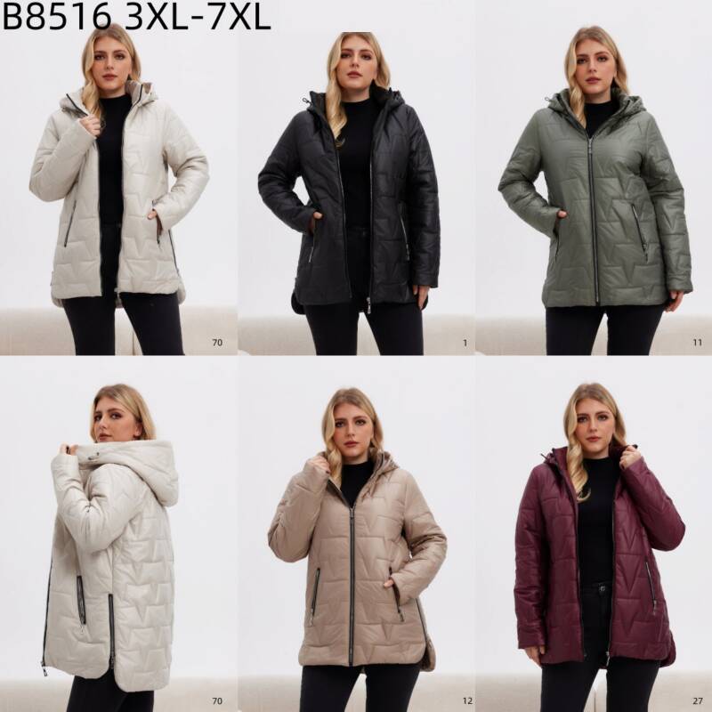 Kurtki damskie zimowe Roz 3XL-7XL, 1 Kolor Paczka 5 szt