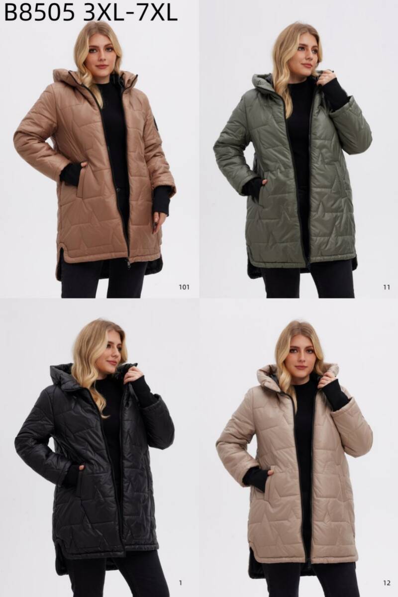 Kurtki damskie zimowe Roz 3XL-7XL, 1 Kolor Paczka 5 szt