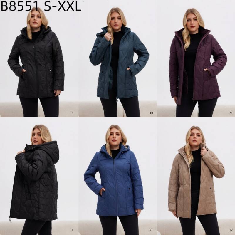 Kurtki damskie zimowe Roz S-2XL, 1 Kolor Paczka 5 szt