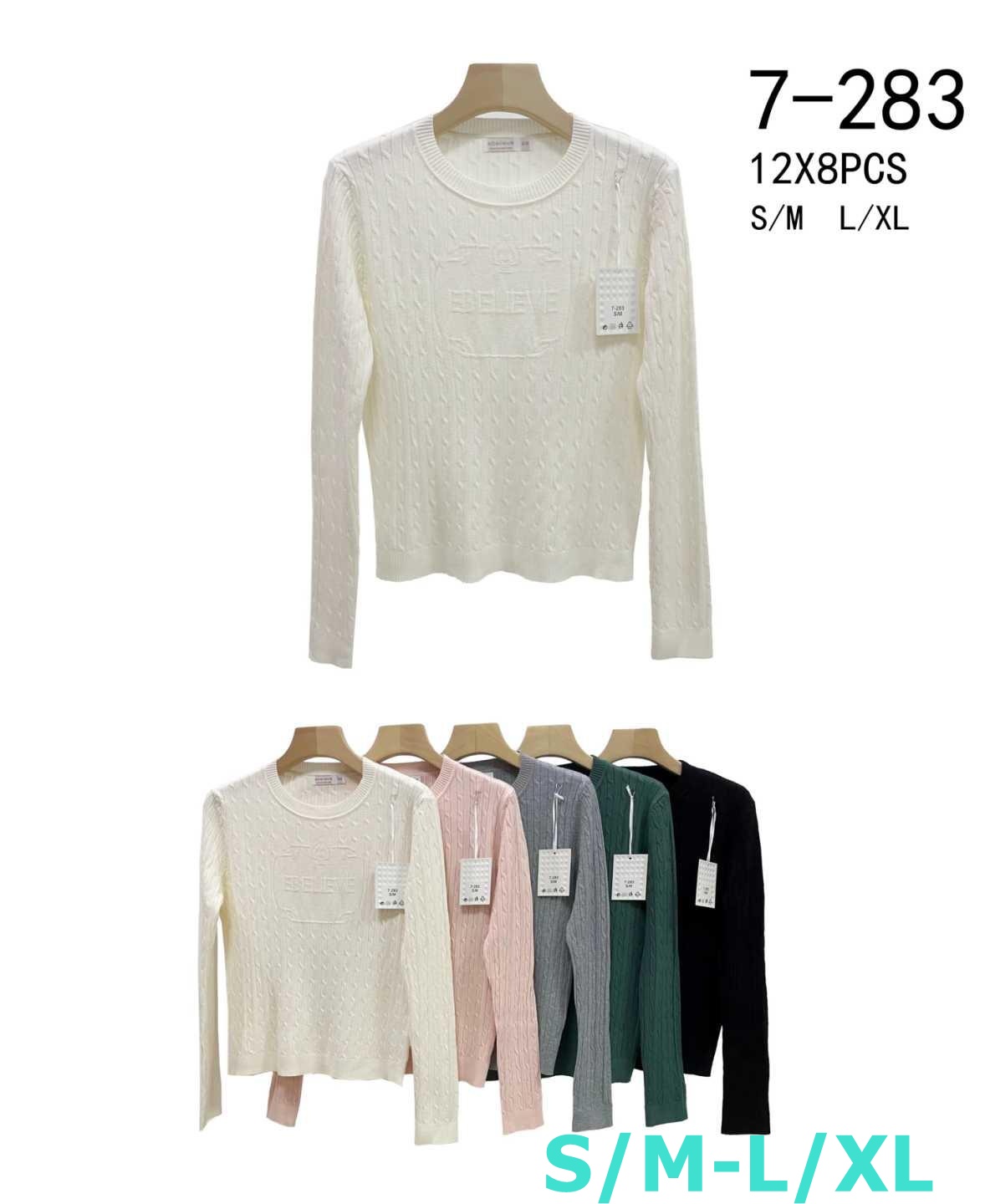 Swetry damskie Roz S/M-L/XL, Mix Kolor Paczka 12 szt