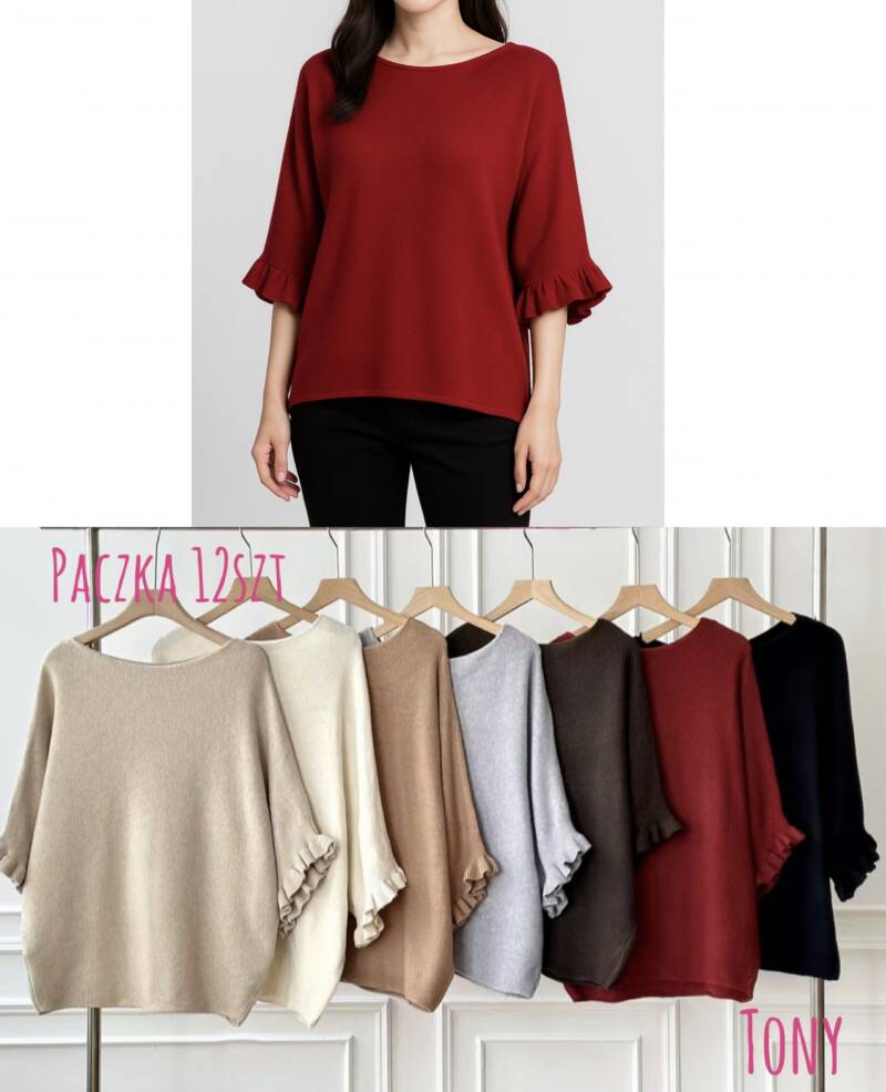 Bluzki damskie Roz Standard, Mix Kolor Paczka 12 szt