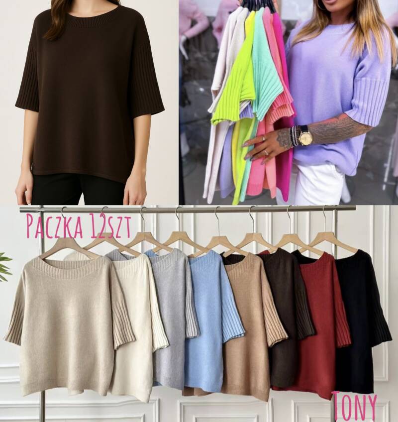 Bluzki damskie Roz Standard, Mix Kolor Paczka 12 szt