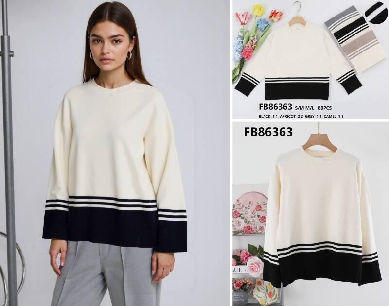 Swetry damska (Francja produkt) Roz S/M-M/L, Mix Kolor .Paczka 10 szt.