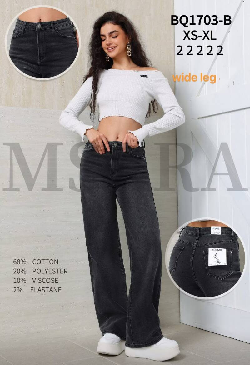 Spodnie damskie jeans Roz XS-XL, 1 Kolor .Paczka 10 szt.