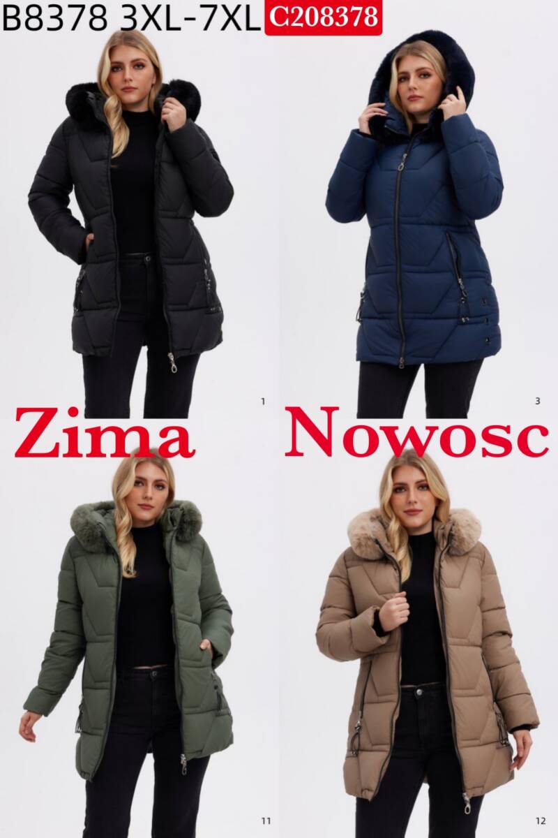 Kurtki damskie cienki  Roz 3XL-7XL, 1 Kolor Paczka 5 szt
