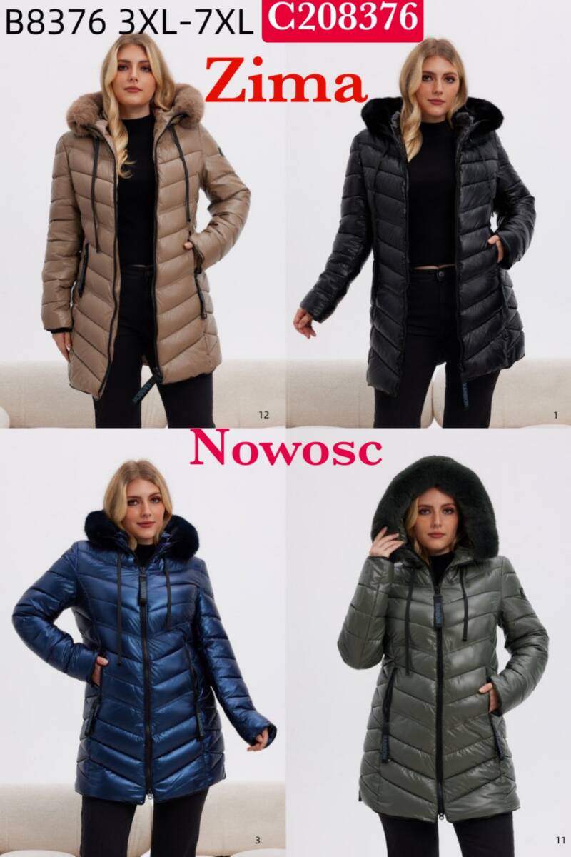 Kurtki damskie cienki  Roz 3XL-7XL, 1 Kolor Paczka 5 szt