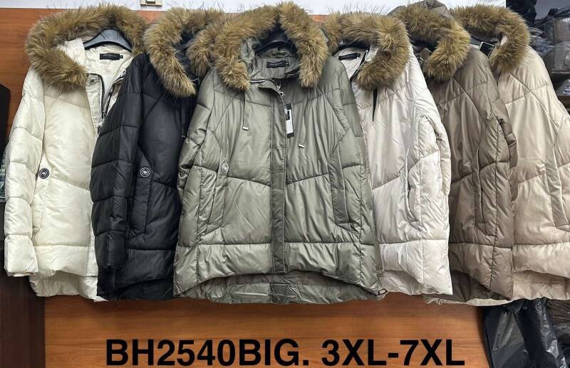 Kurtki damskie zimowe Roz 3XL-7XL, 1 Kolor Paczka 5 szt