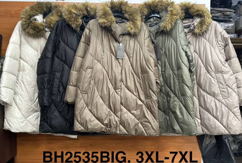 Kurtki damskie zimowe Roz 3XL-7XL, 1 Kolor Paczka 5 szt