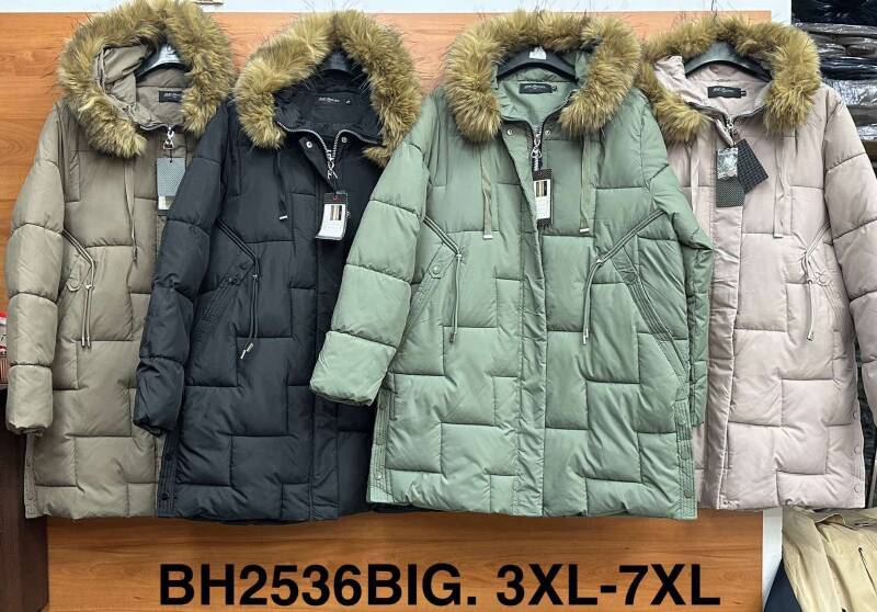 Kurtki damskie zimowe Roz 3XL-7XL, 1 Kolor Paczka 5 szt