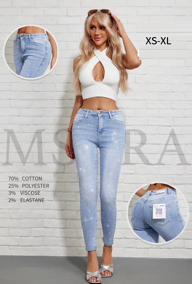 Spodnie damskie jeansy Roz XS-XL, 1 Kolor Paczka 10 szt