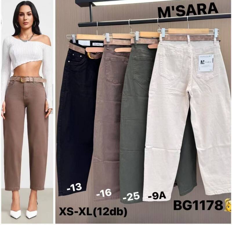 Spodnie damskie jeansy Roz XS-XL, 1 Kolor Paczka 12 szt