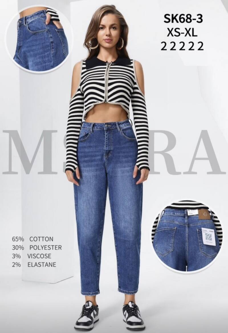 Spodnie damskie jeansy Roz XS-XL, 1 Kolor Paczka 10 szt