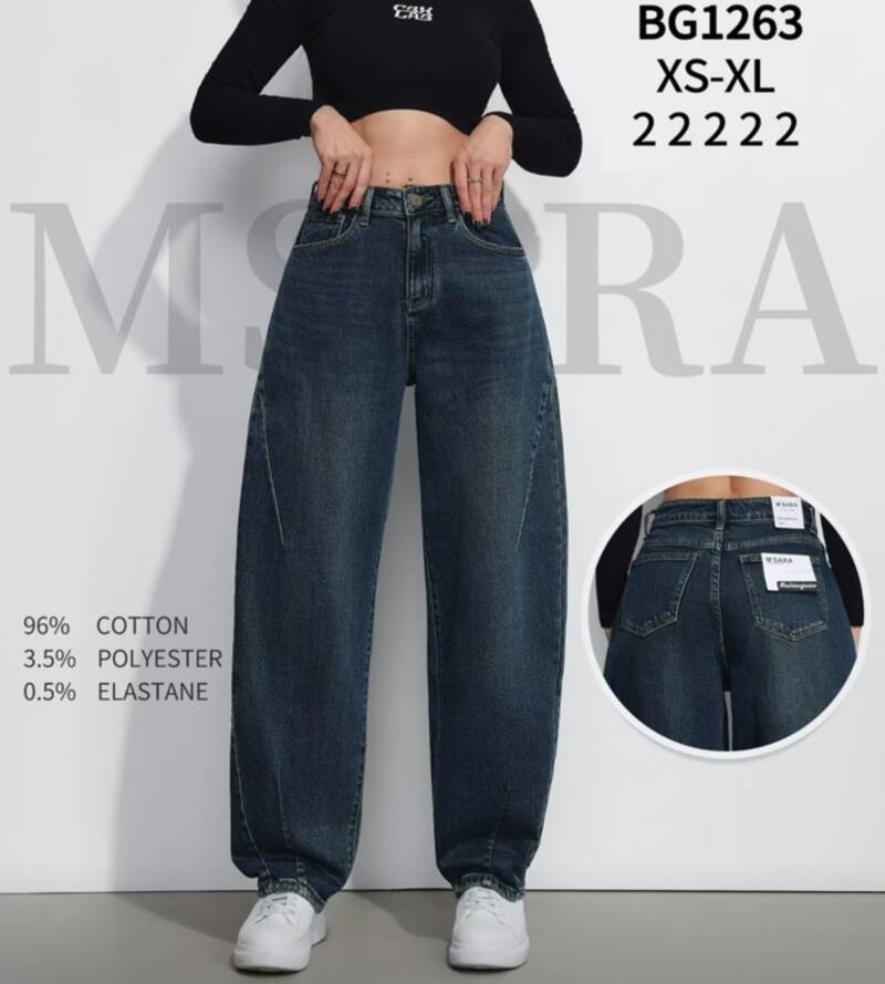 Spodnie damskie jeansy Roz XS-XL, 1 Kolor Paczka 12 szt