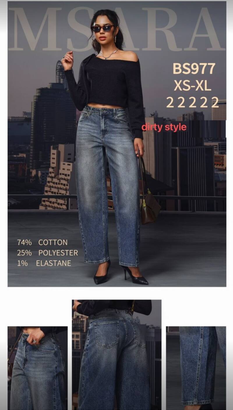 Spodnie damskie jeansy Roz XS-XL, 1 Kolor Paczka 10 szt