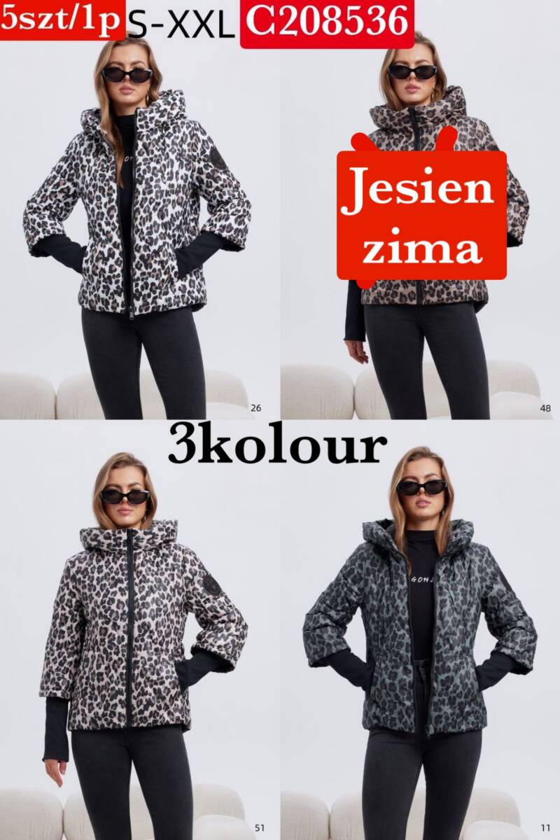 Kurtki damskie zimowe Roz S-2XL, 1 Kolor Paczka 5 szt
