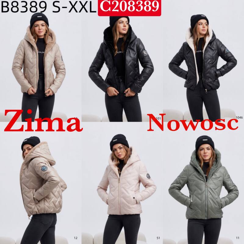Kurtki damskie zimowe Roz S-2XL, 1 Kolor Paczka 5 szt