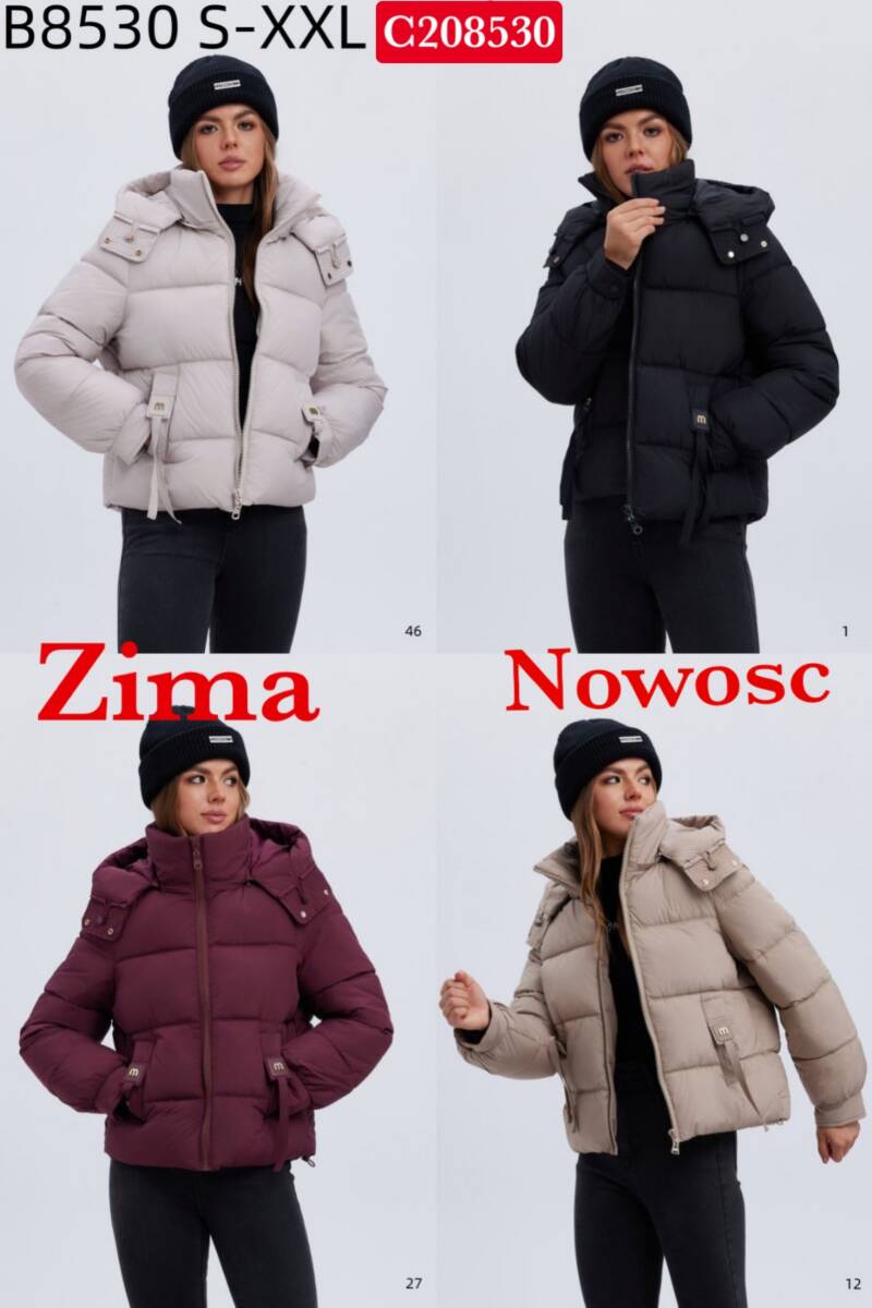 Kurtki damskie zimowe Roz S-2XL, 1 Kolor Paczka 5 szt