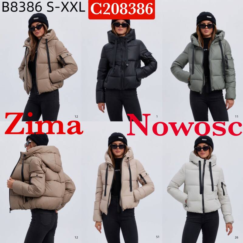 Kurtki damskie zimowe Roz S-2XL, 1 Kolor Paczka 5 szt