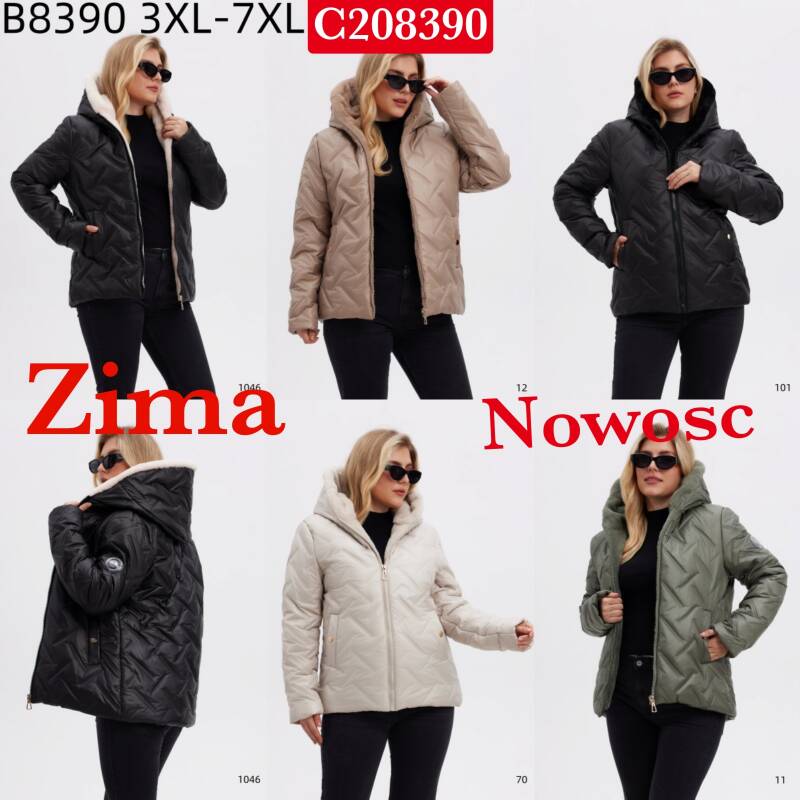 Kurtki damskie zimowe Roz S-2XL, 1 Kolor Paczka 5 szt