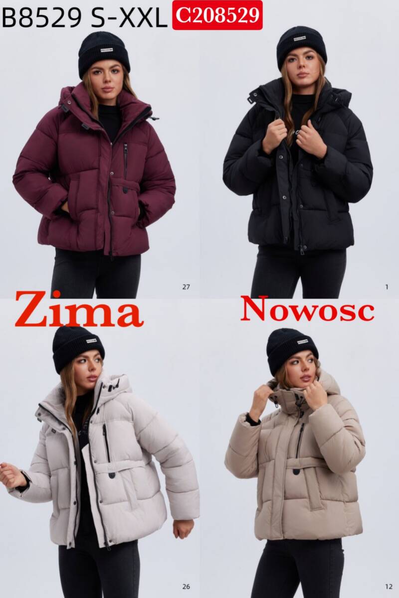Kurtki damskie zimowe Roz S-2XL, 1 Kolor Paczka 5 szt