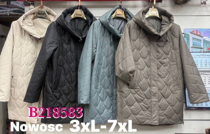 Kurtki damskie zimowe Roz 3XL-7XL, 1 Kolor Paczka 5 szt