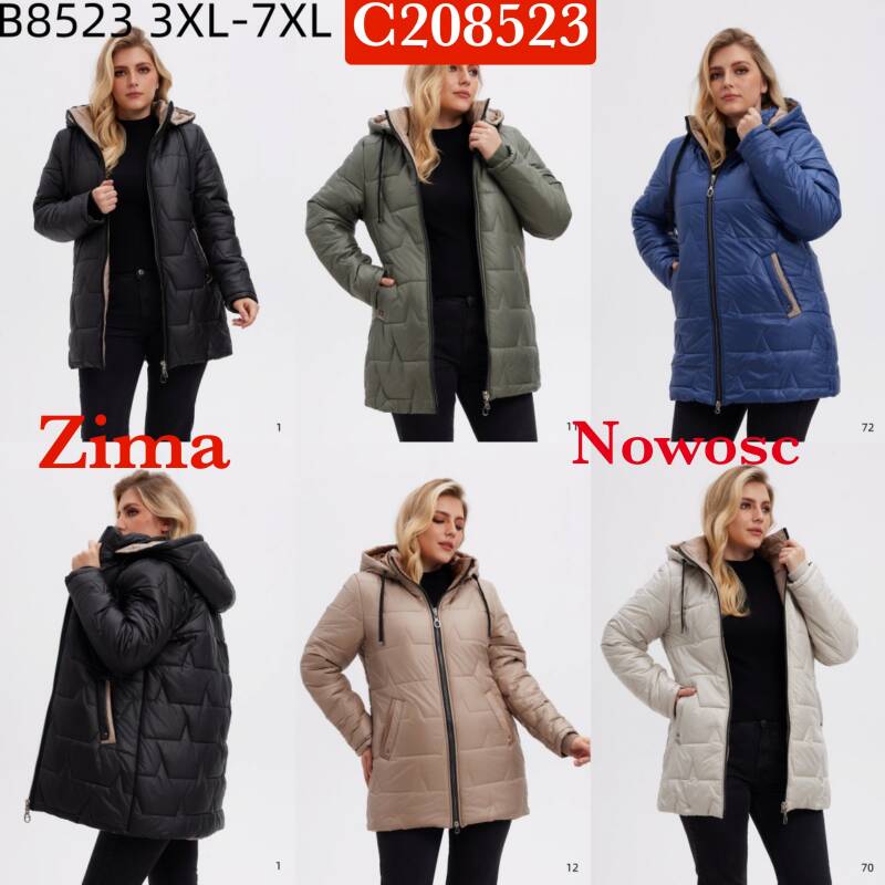 Kurtki damskie cienki  Roz 3XL-7XL, 1 Kolor Paczka 5 szt