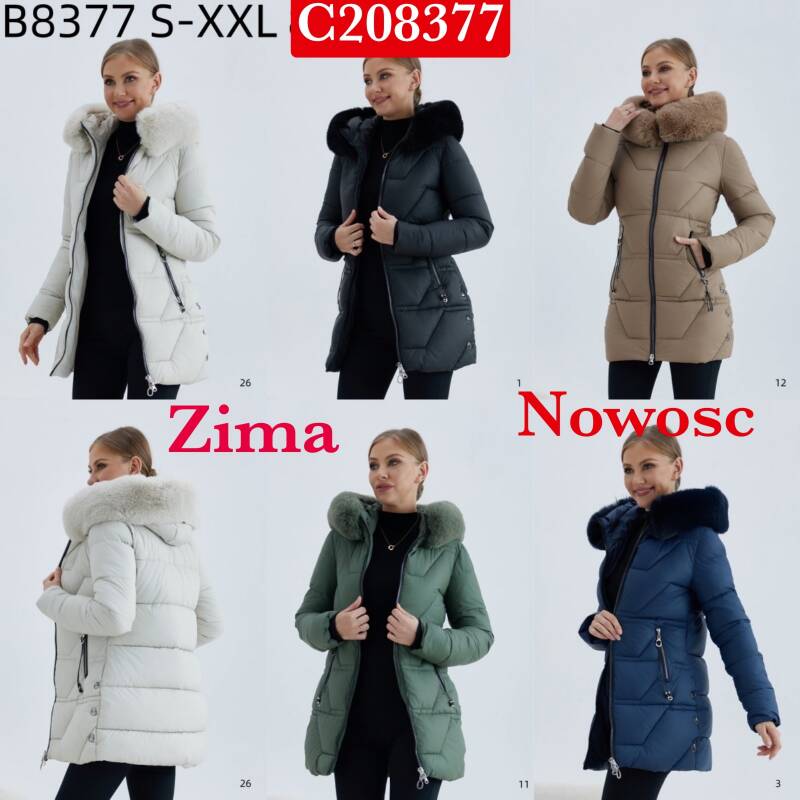 Kurtki damskie zimowe Roz S-2XL, 1 Kolor Paczka 5 szt