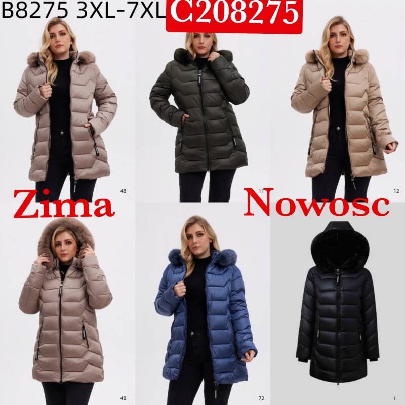 Kurtki damskie cienki  Roz 3XL-7XL, 1 Kolor Paczka 5 szt