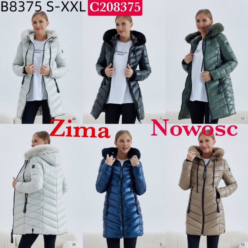 Kurtki damskie zimowe Roz S-2XL, 1 Kolor Paczka 5 szt