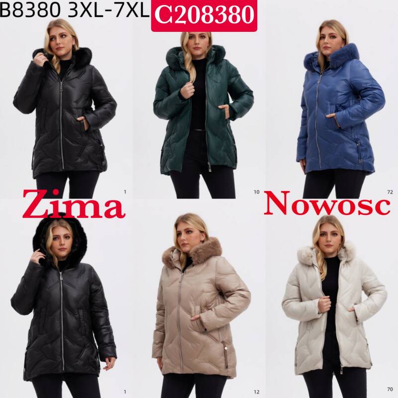 Kurtki damskie cienki  Roz 3XL-7XL, 1 Kolor Paczka 5 szt