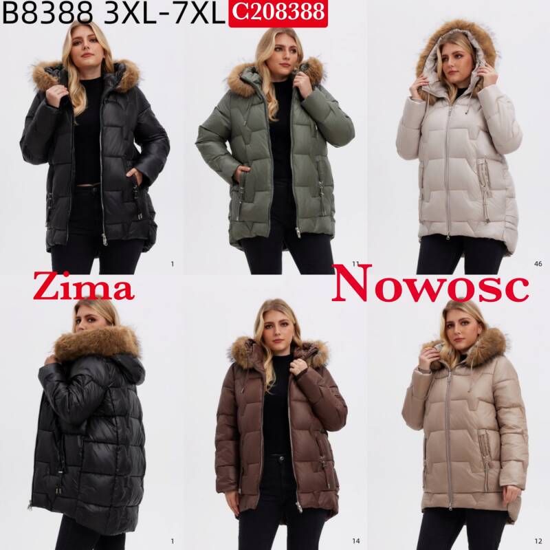 Kurtki damskie cienki  Roz 3XL-7XL, 1 Kolor Paczka 5 szt