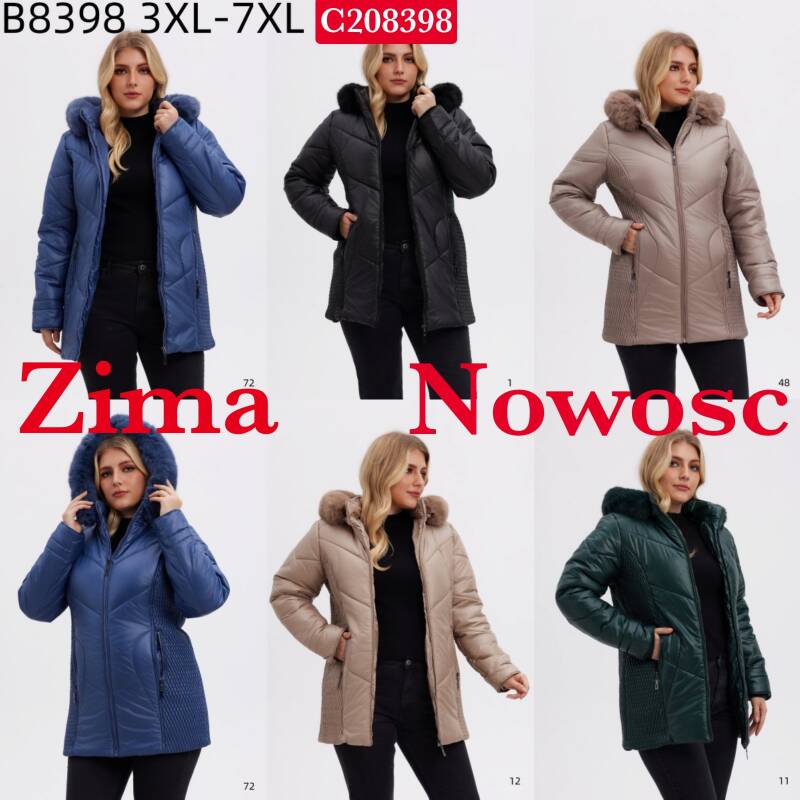Kurtki damskie cienki  Roz 3XL-7XL, 1 Kolor Paczka 5 szt