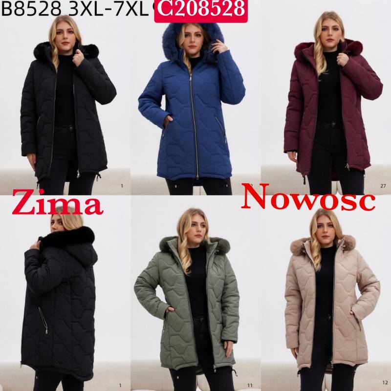 Kurtki damskie cienki  Roz 3XL-7XL, 1 Kolor Paczka 5 szt