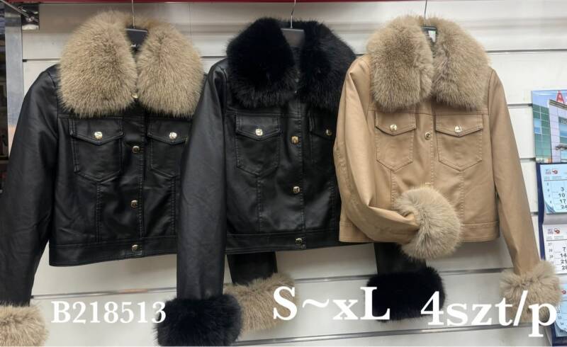 Kurtki damskie skórzana Roz S-XL, 1 Kolor Paczka 4 szt