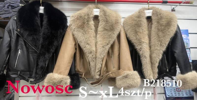 Kurtki damskie skórzana Roz S-XL, 1 Kolor Paczka 4 szt