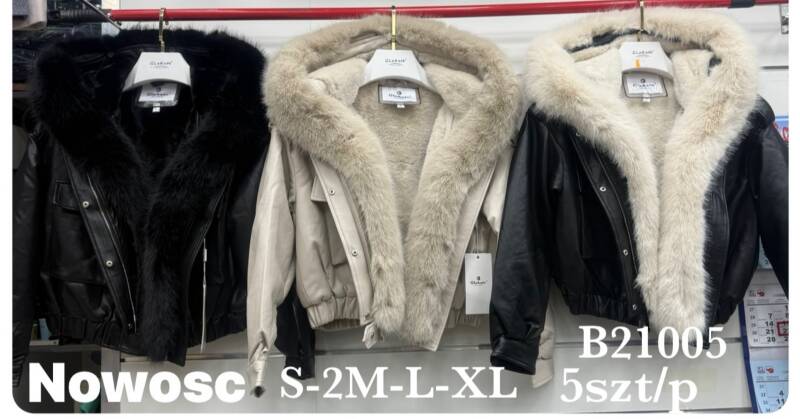 Kurtki damskie skórzana Roz S-XL, 1 Kolor Paczka 5 szt