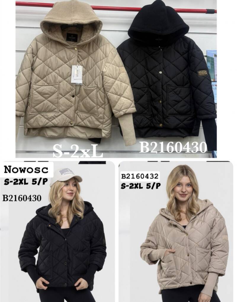 Kurtki damskie zimowe  Roz S-2XL, 1 Kolor Paczka 5 szt