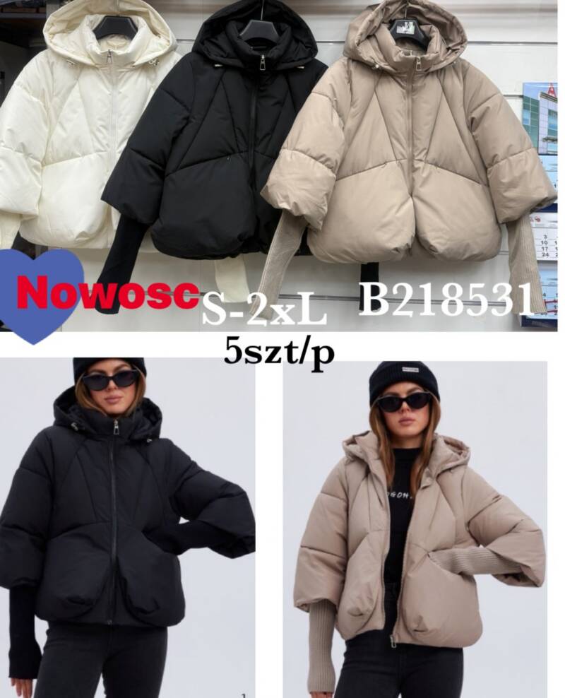 Kurtki damskie zimowe  Roz S-2XL, 1 Kolor Paczka 5 szt