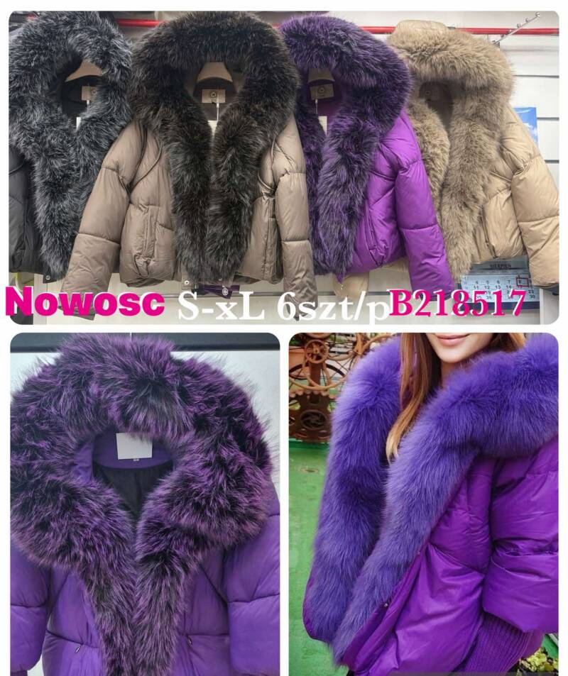 Kurtki damskie zimowe  Roz S-XL, 1 Kolor Paczka 6 szt