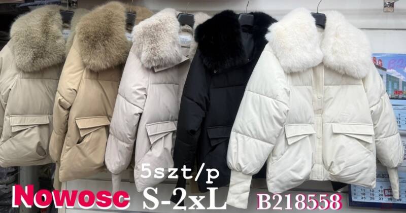 Kurtki damskie zimowe  Roz S-2XL, 1 Kolor Paczka 5 szt