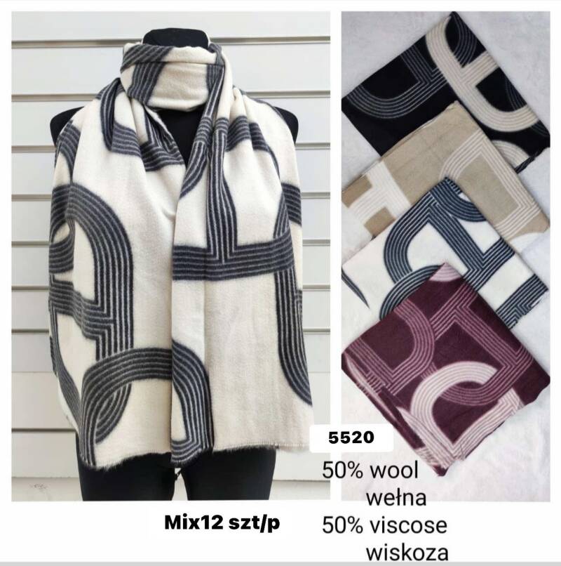 Szaliki damskie Roz Standard Mix kolor Paczka 12 szt 