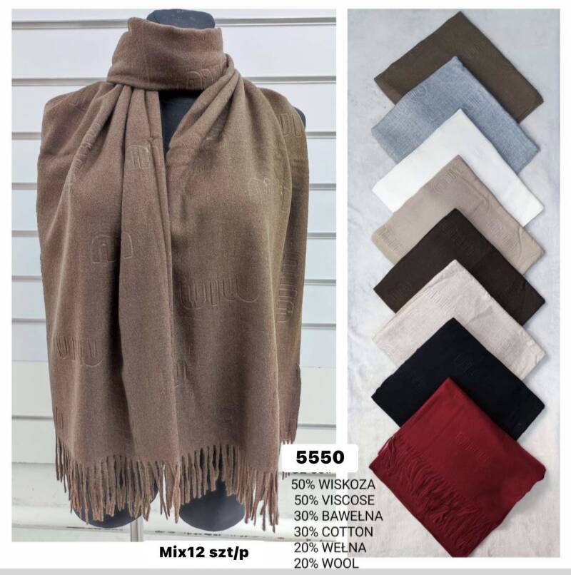 Szaliki damskie Roz Standard Mix kolor Paczka 12 szt 