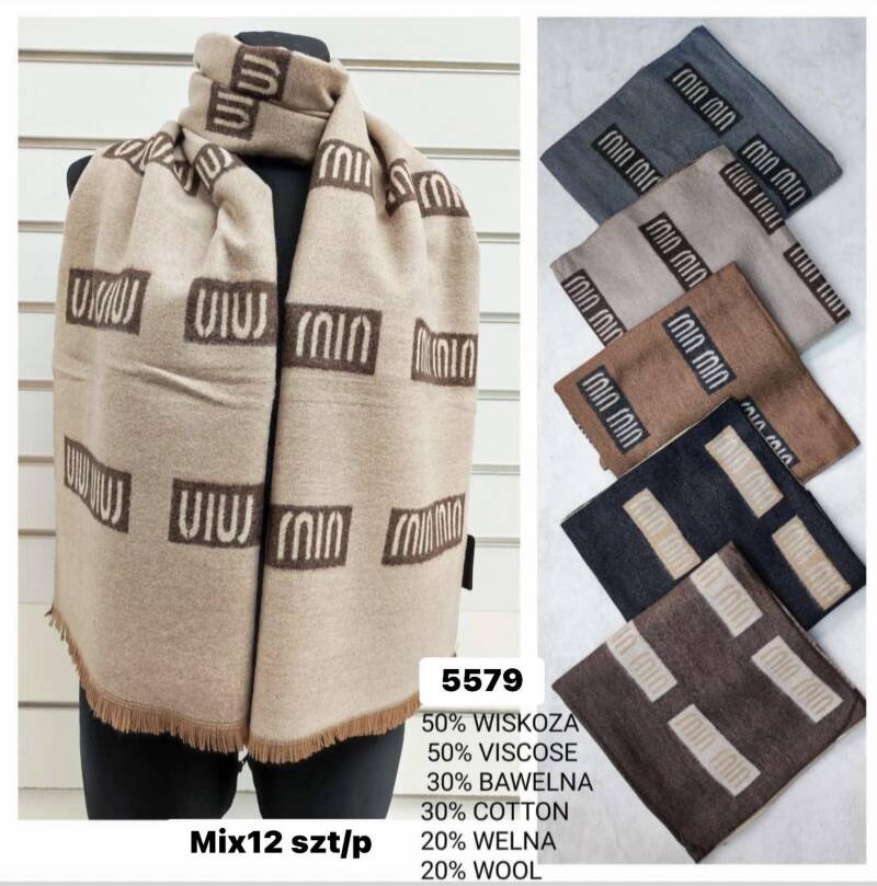 Szaliki damskie Roz Standard Mix kolor Paczka 12 szt 