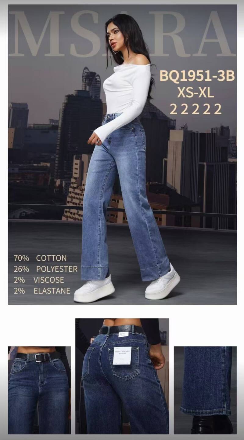 Spodnie damskie jeansy Roz XS-XL, 1 Kolor Paczka 10 szt