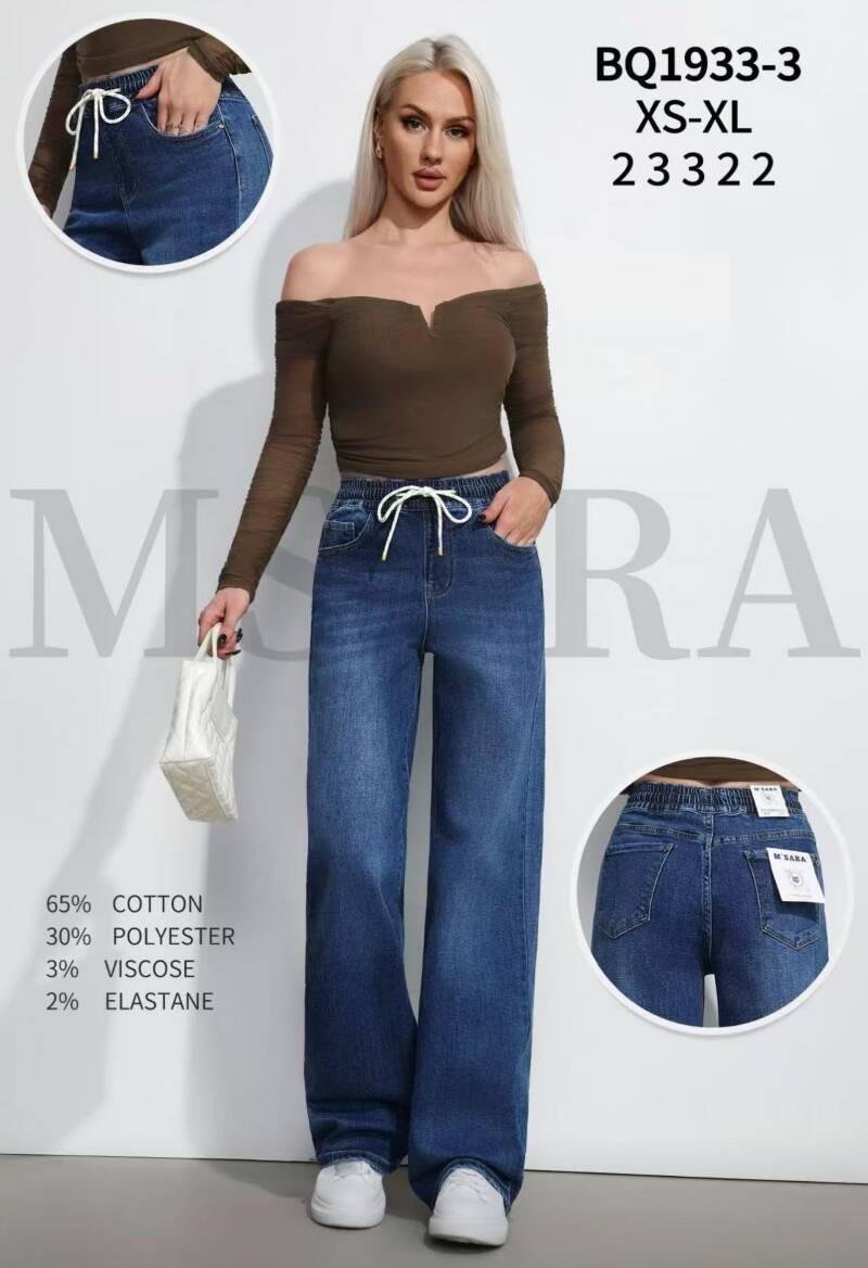 Spodnie damskie jeansy Roz XS-XL, 1 Kolor Paczka 12 szt